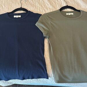 Madewell ribbed tees bundle navy and Olive Ribbed T-Shirts